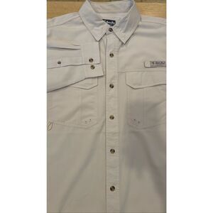 Bimini Bay Outfitters Men's Fishing Shirt Beige Long Sleeve Vented Size Large 11